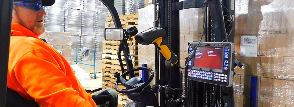 Technology on Forklift in Warehouse